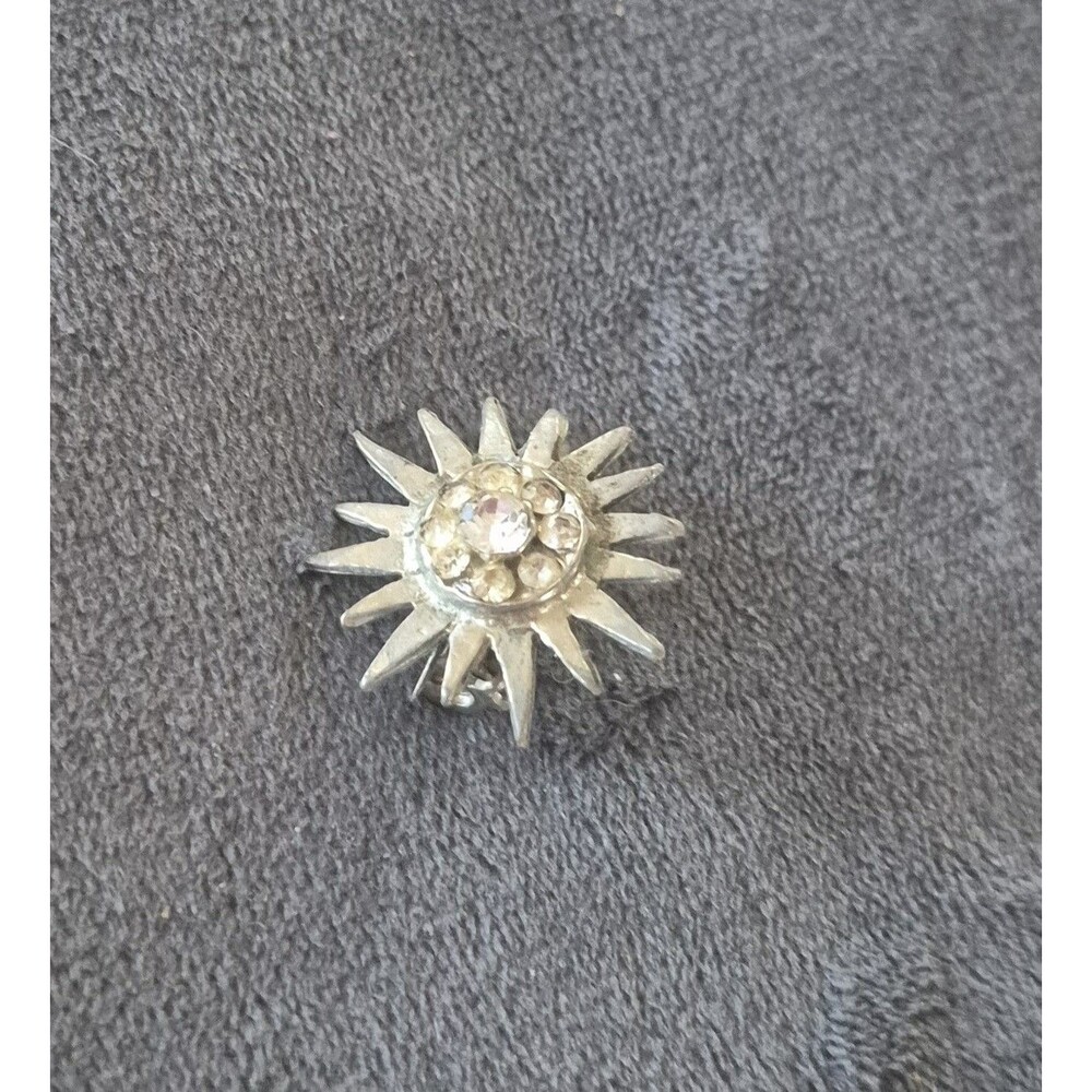 Vintage Mid Century Atomic Starburst Rhinestone Scatter Lapel Pin Brooch 0.5